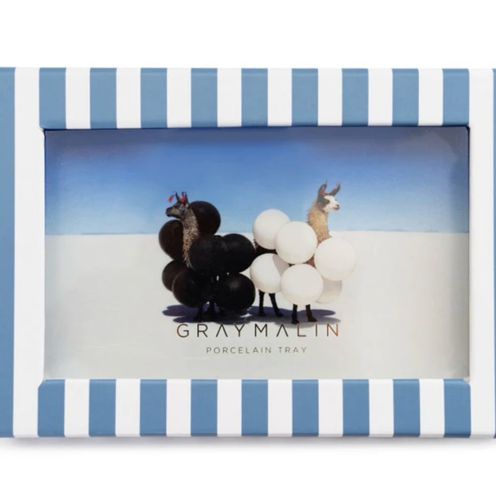 Gray Malin “The Llamas” Porcelain Tray, gilded edges, NEW in gift box